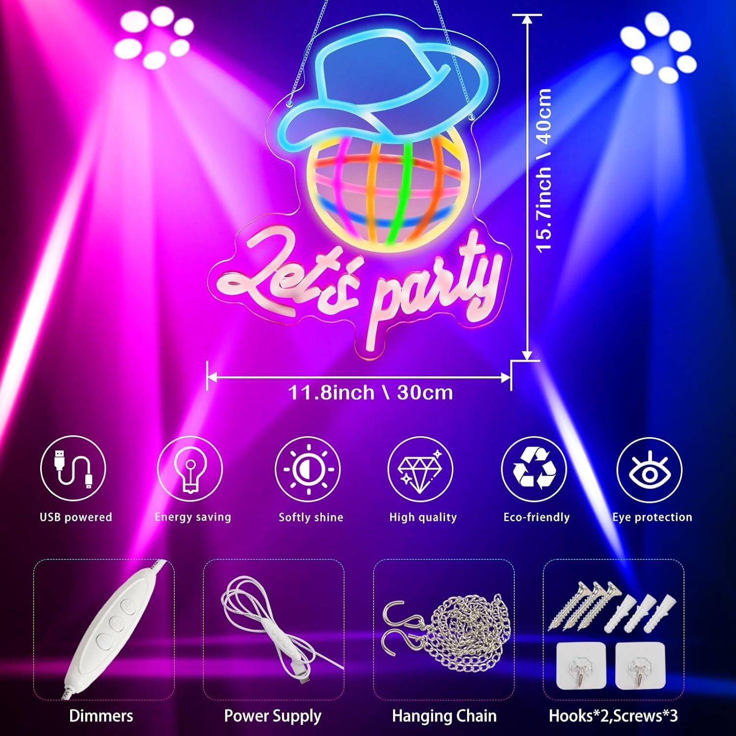 Letrero de Neón LED Vamos a Fiestar KHK 36.1x34cm Rosa