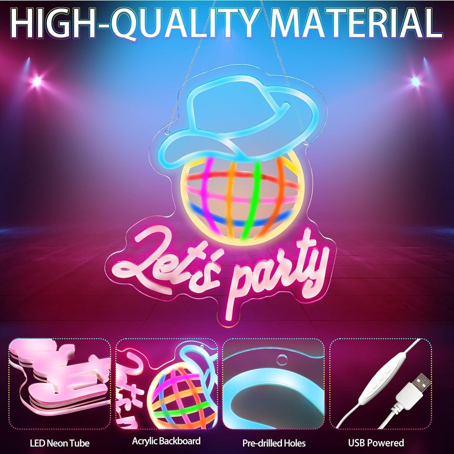 Letrero de Neón LED Vamos a Fiestar KHK 36.1x34cm Rosa