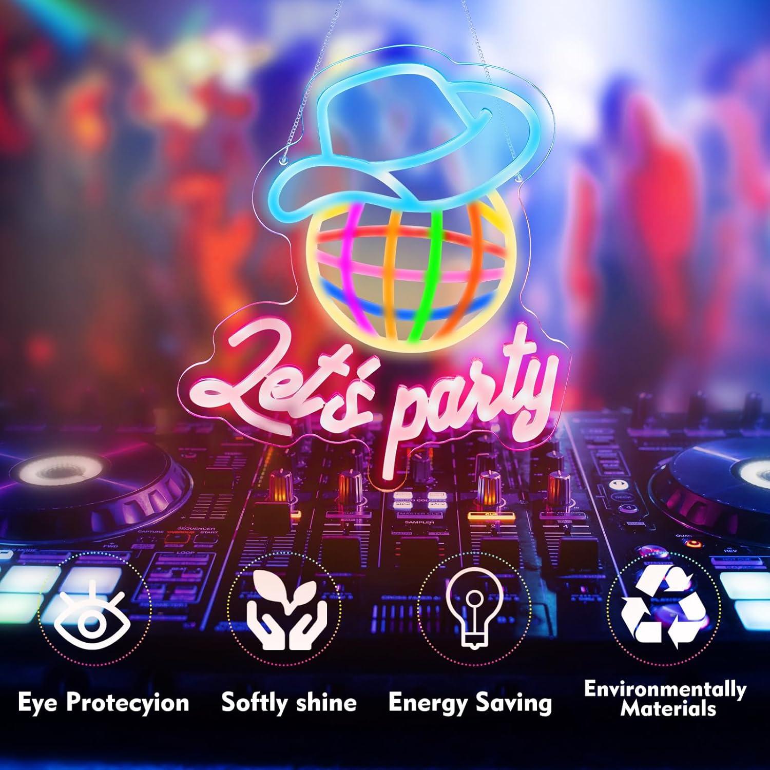 Letrero de Neón LED Vamos a Fiestar KHK 36.1x34cm Rosa