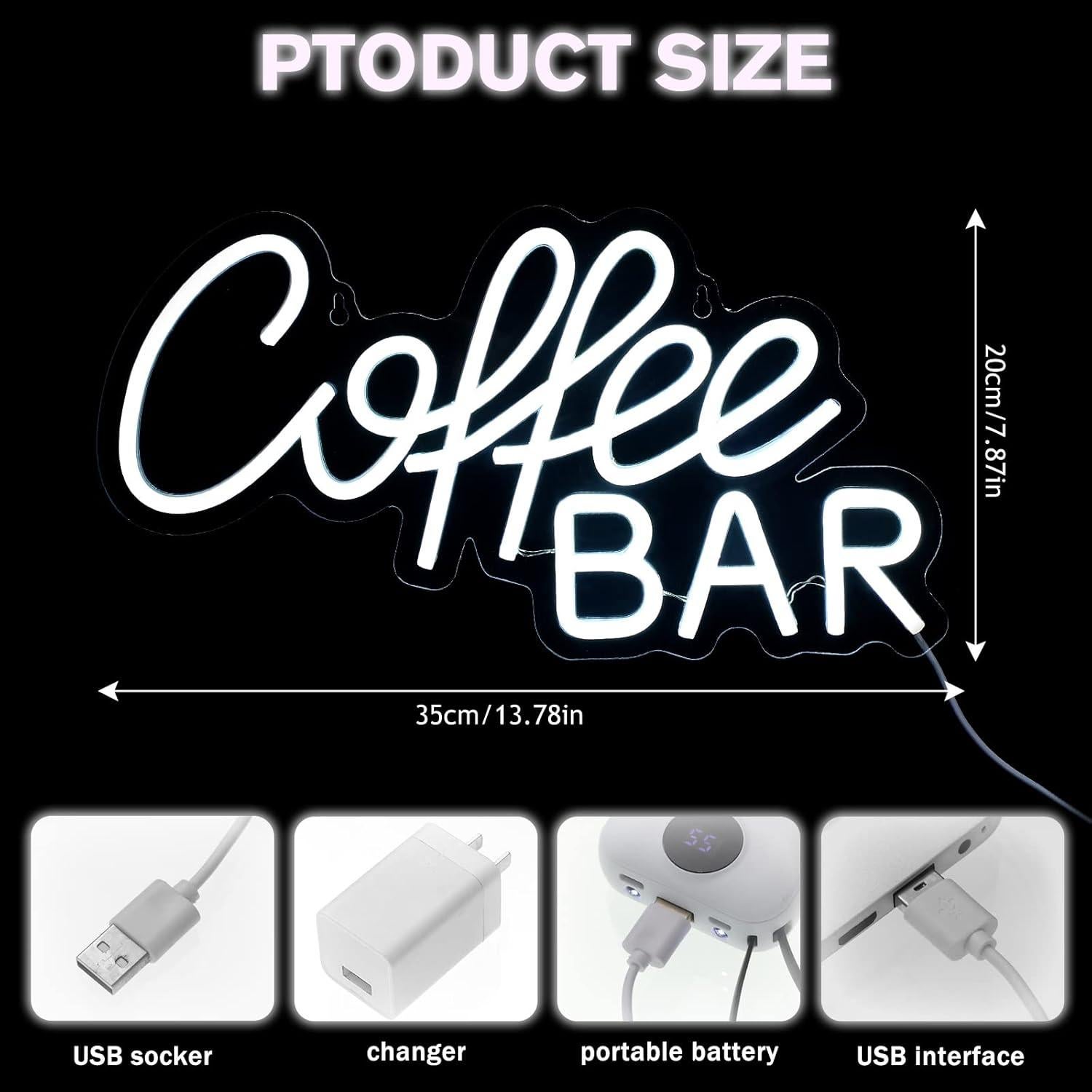 Cartel de Neón LED Bar de Café Kathfly 35 cm Decoración