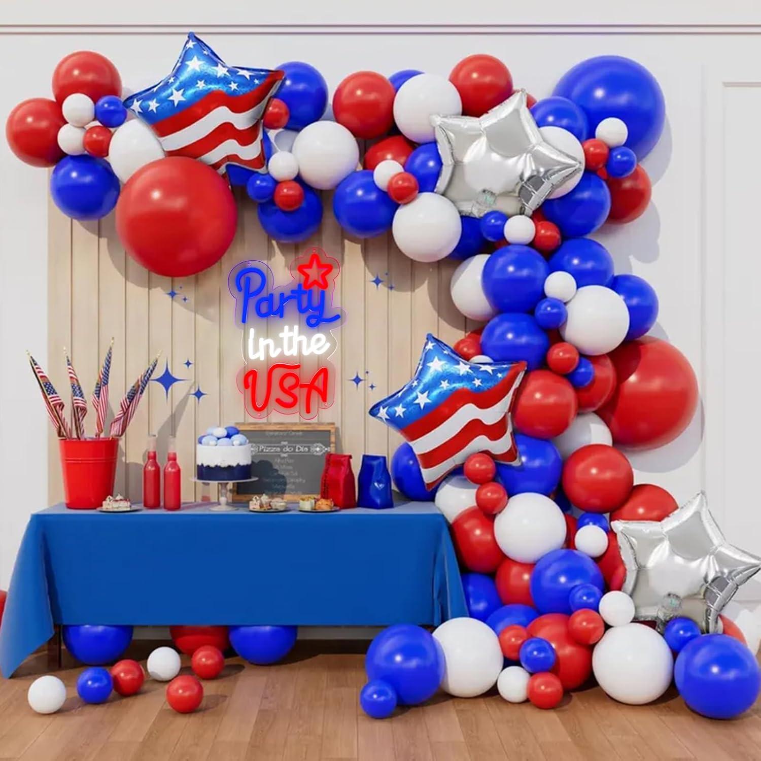 Señal de Neón Patriótica LED 4 de Julio AOOWSDX 23x33 cm