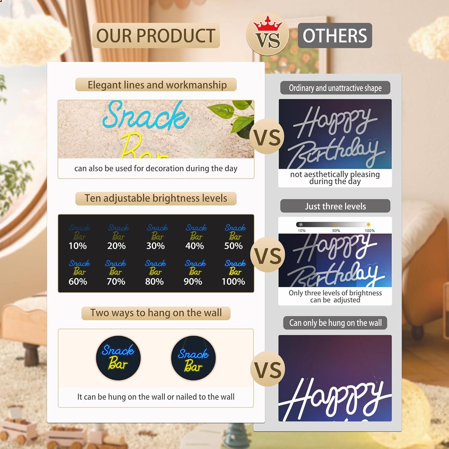 Señal de Neón LED Snack Bar Moneter 41.65 cm para Decoración