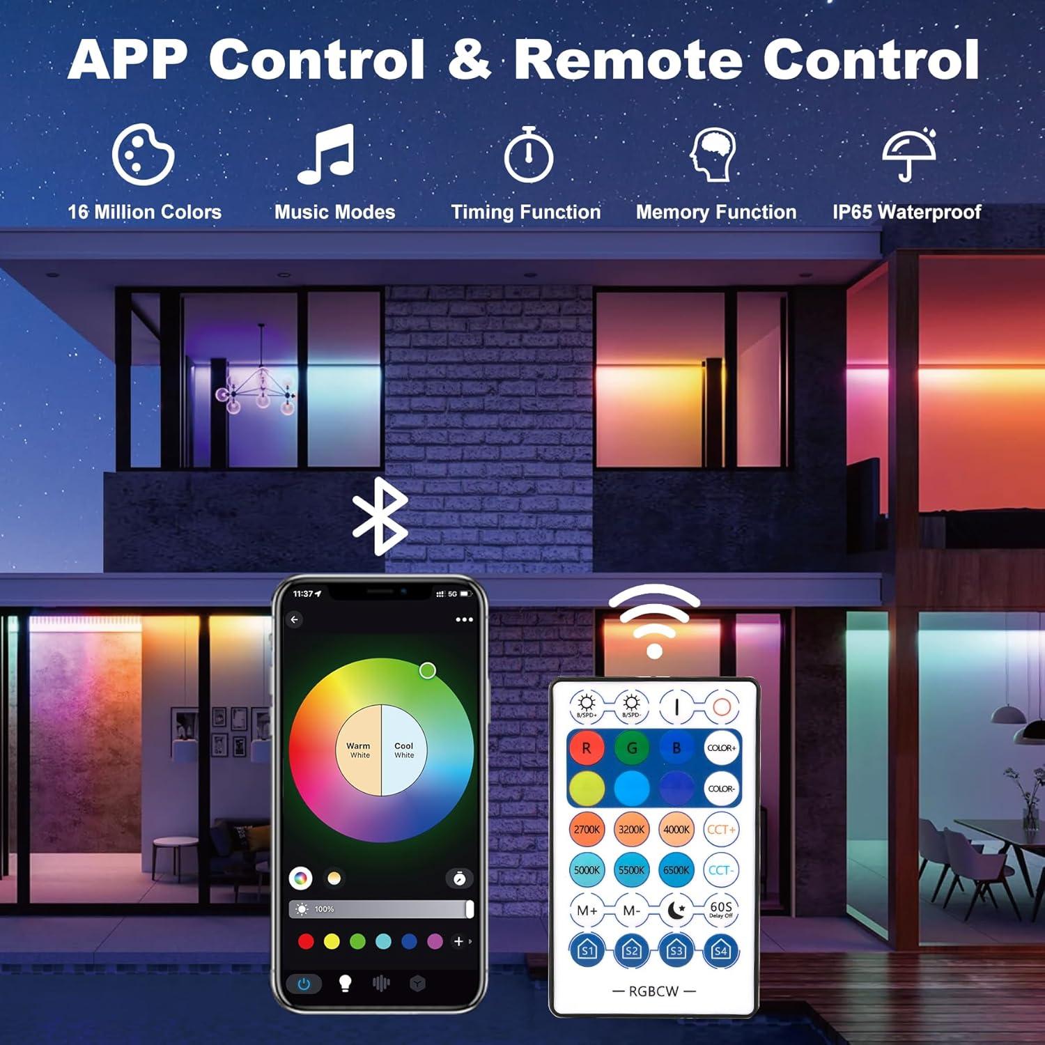 Barra de Luz LED RGB T-SUN 50W Control Remoto APP 2 Piezas