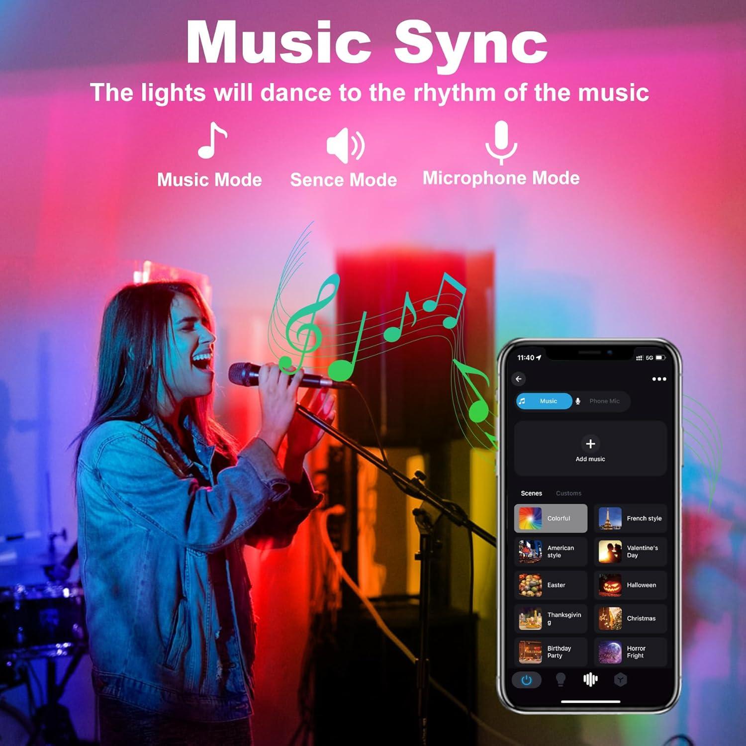 Barra de Luz LED RGB T-SUN 50W Control Remoto APP 2 Piezas