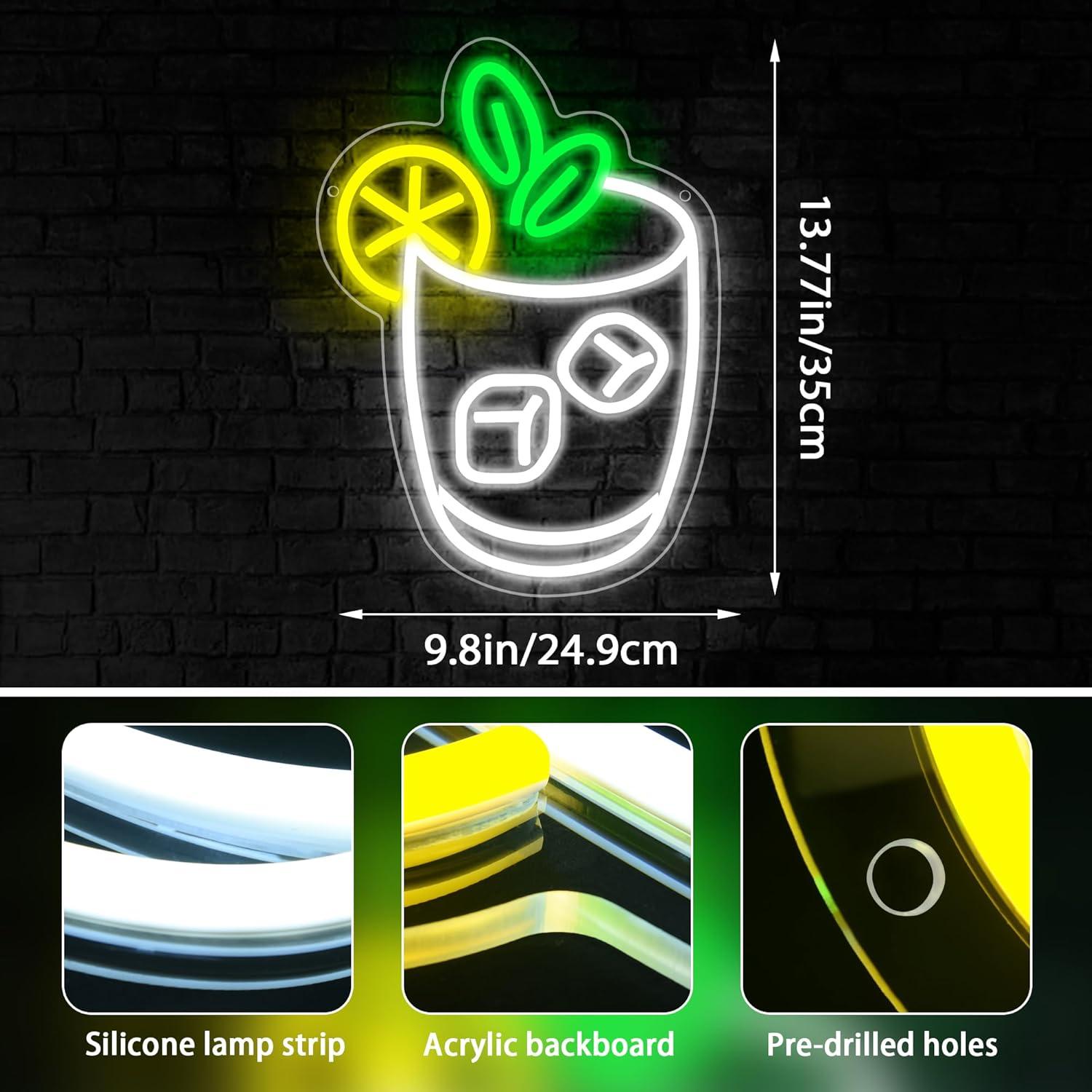 Cartel de Neón de Cóctel LED LALAON 35x25cm Decoración Bar