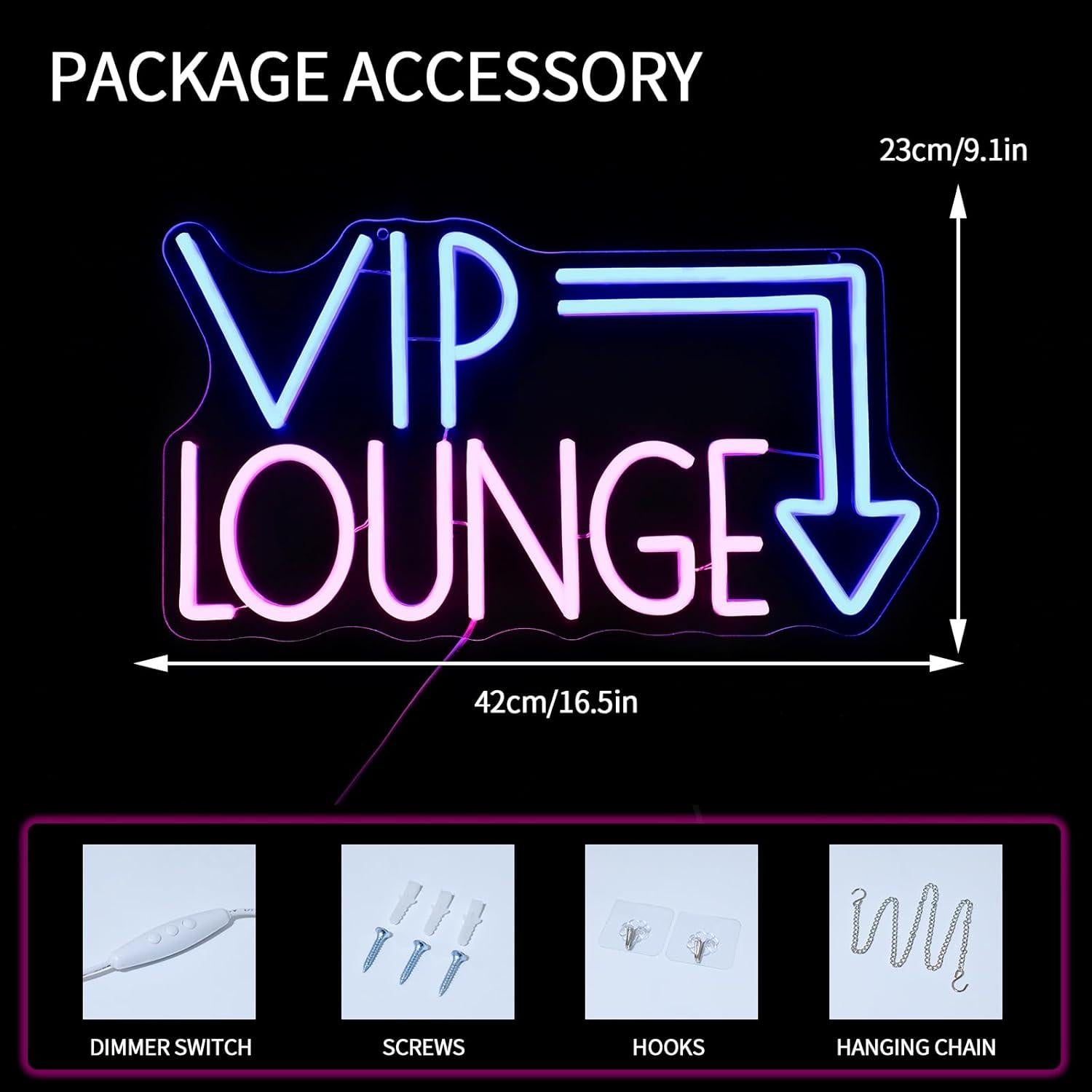 Cartel de Neón LED Virlusy VIP Lounge Dimmable 43.5x30.2cm