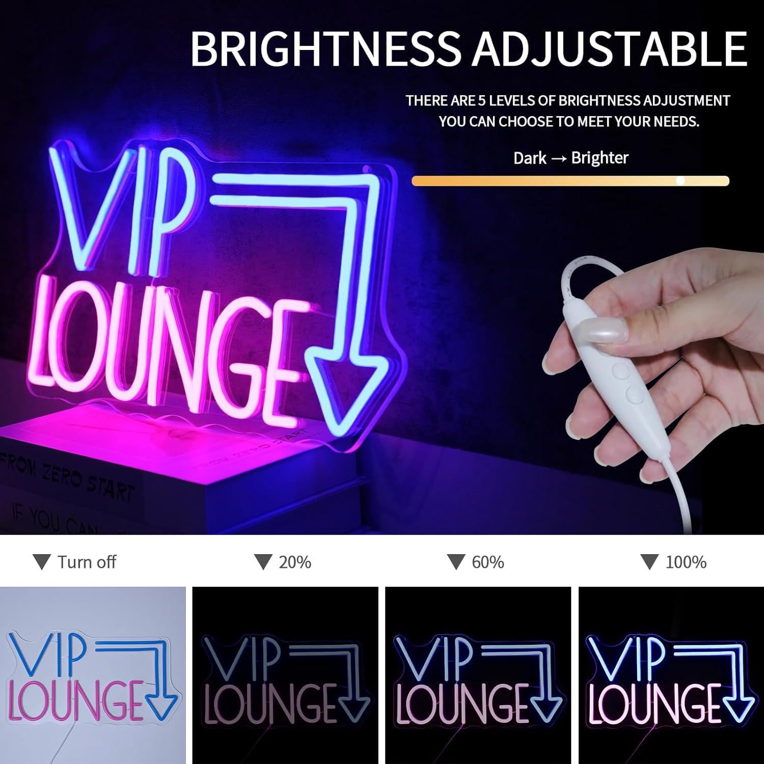 Cartel de Neón LED Virlusy VIP Lounge Dimmable 43.5x30.2cm