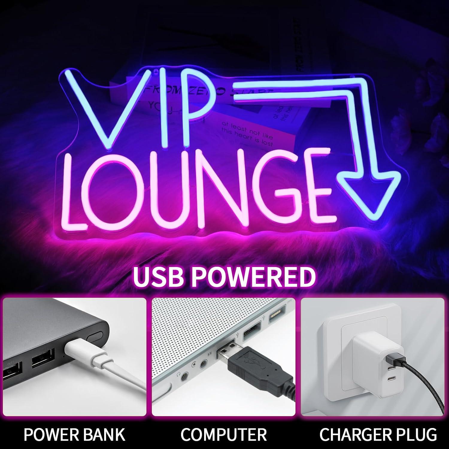 Cartel de Neón LED Virlusy VIP Lounge Dimmable 43.5x30.2cm