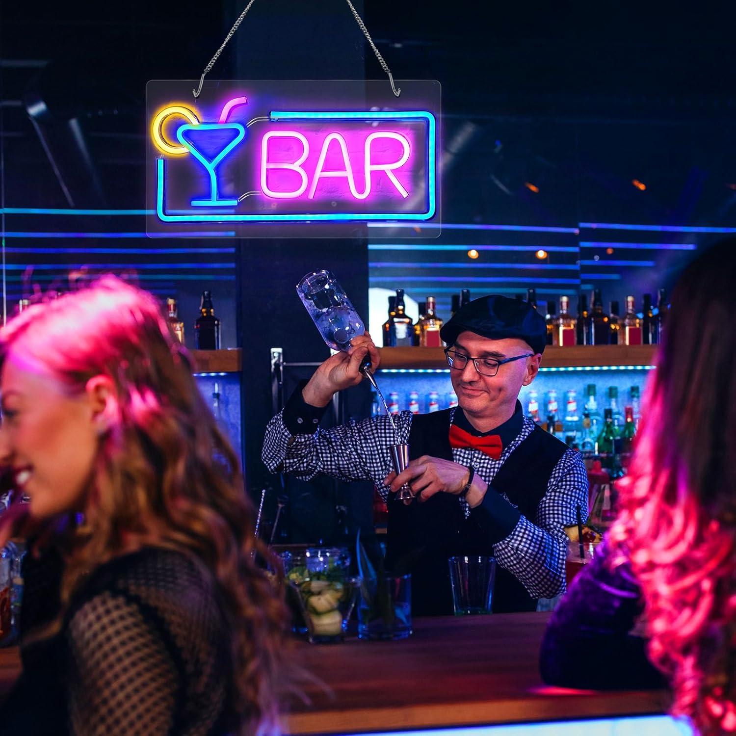 Cartel de Neón LED Hudyogy para Bar - Decoración Pared 43x23cm