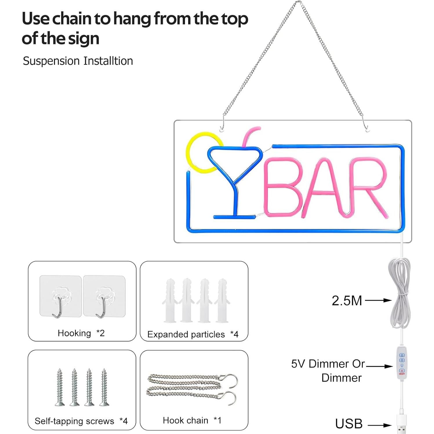 Cartel de Neón LED Hudyogy para Bar - Decoración Pared 43x23cm