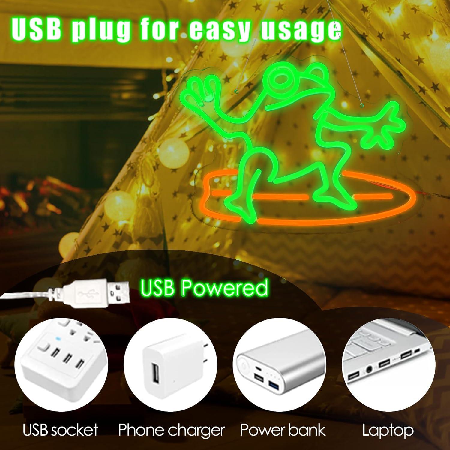 Luz de Neón LED Rana Surfista LeDigPig 38.6x32.5cm Regulable