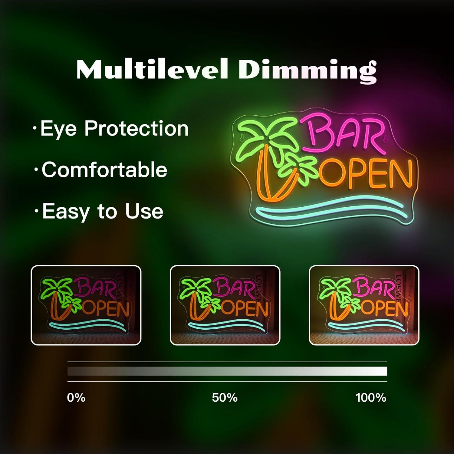 Letrero Neón Abierto Ineonlife Palma de Coco 38x24 cm LED