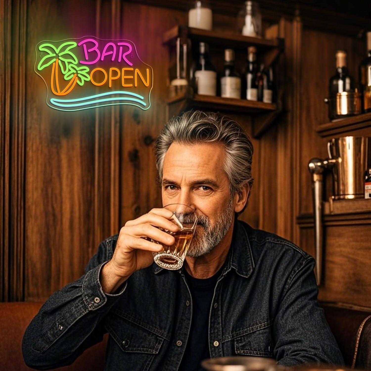 Letrero Neón Abierto Ineonlife Palma de Coco 38x24 cm LED