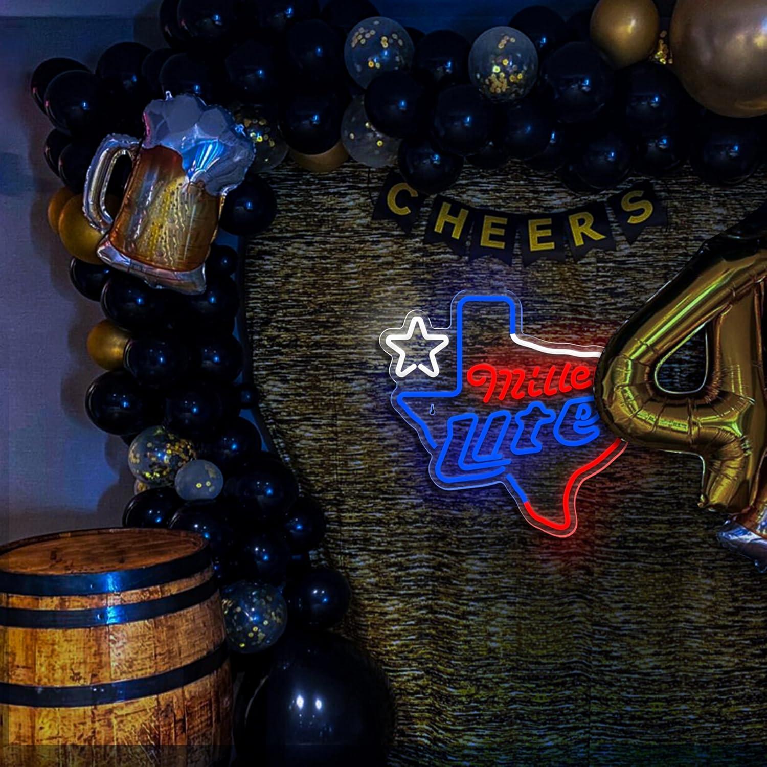 Luz de Neón de Cerveza Texas Miller Lite Regulable USB