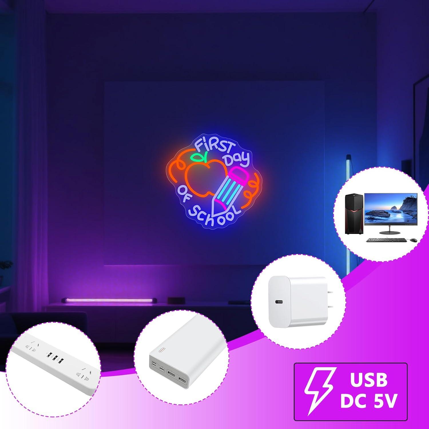 Señal de Neón Ajustable AUGELRE para Decoración Aula Azul