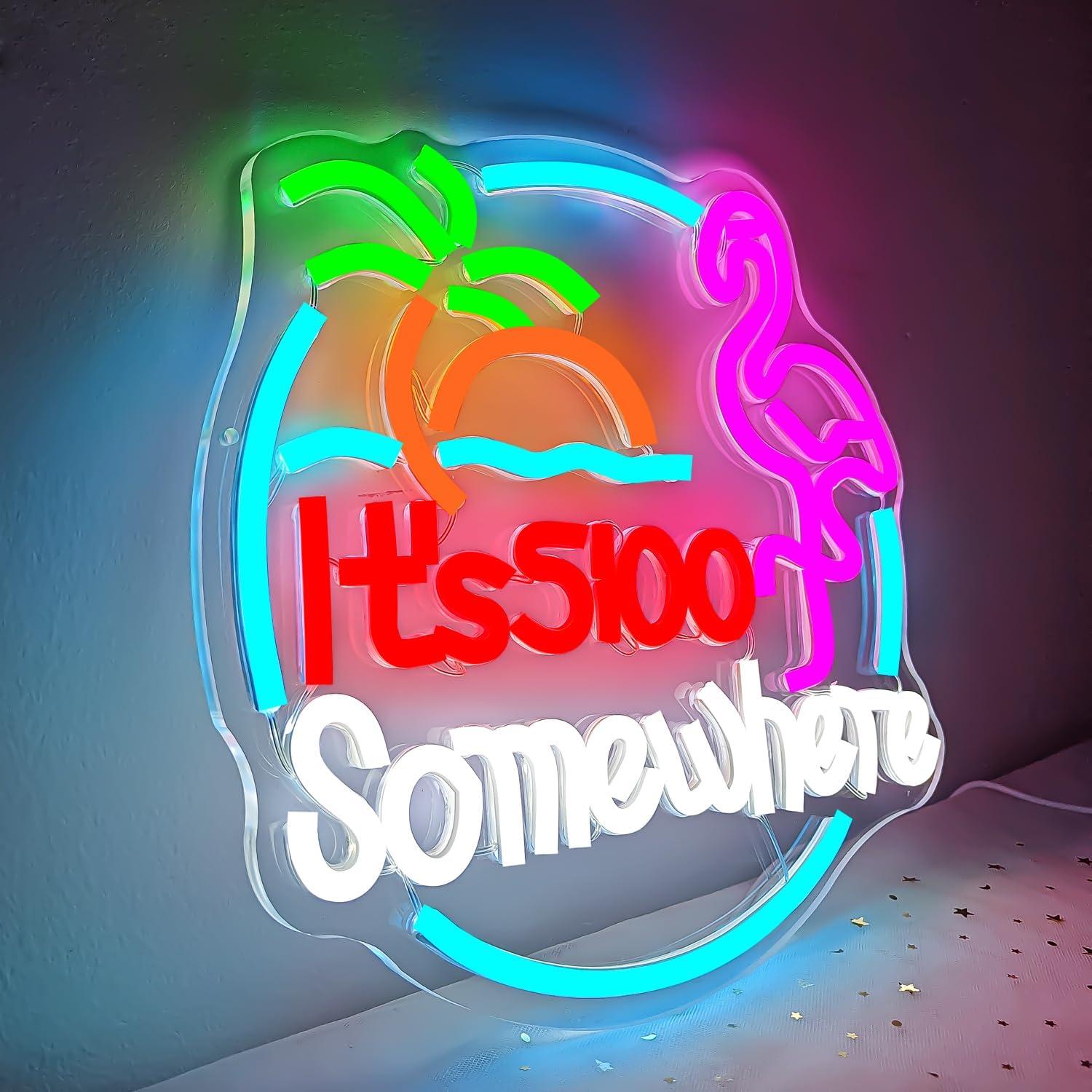 Señal de Neón Flamingo 'Son las 5:00' OvoNinn para Pared