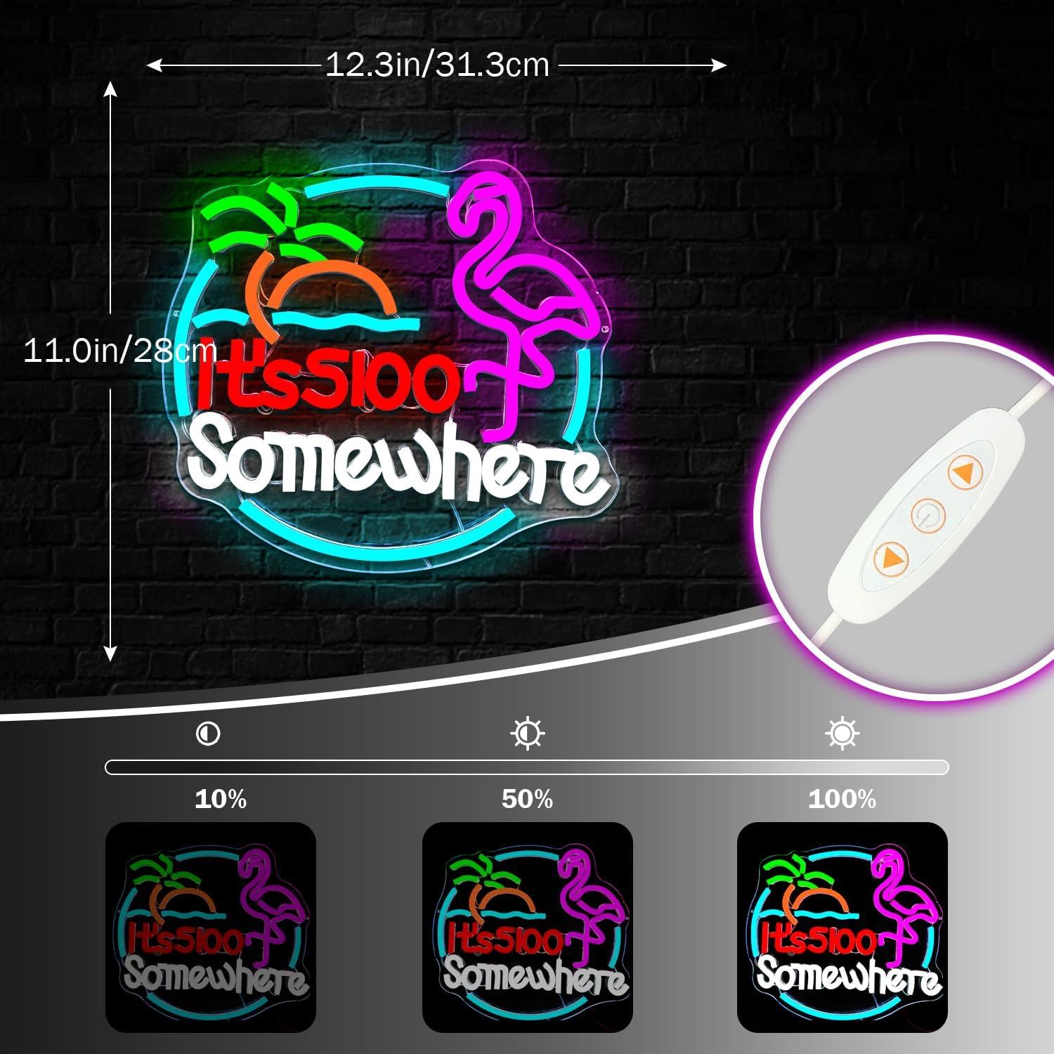 Señal de Neón Flamingo 'Son las 5:00' OvoNinn para Pared