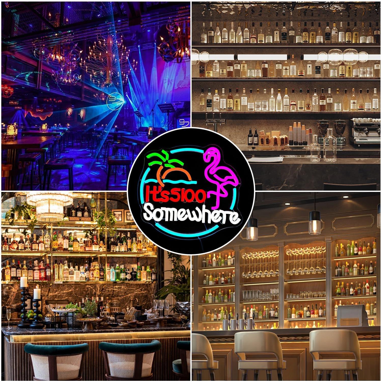 Señal de Neón Flamingo 'Son las 5:00' OvoNinn para Pared