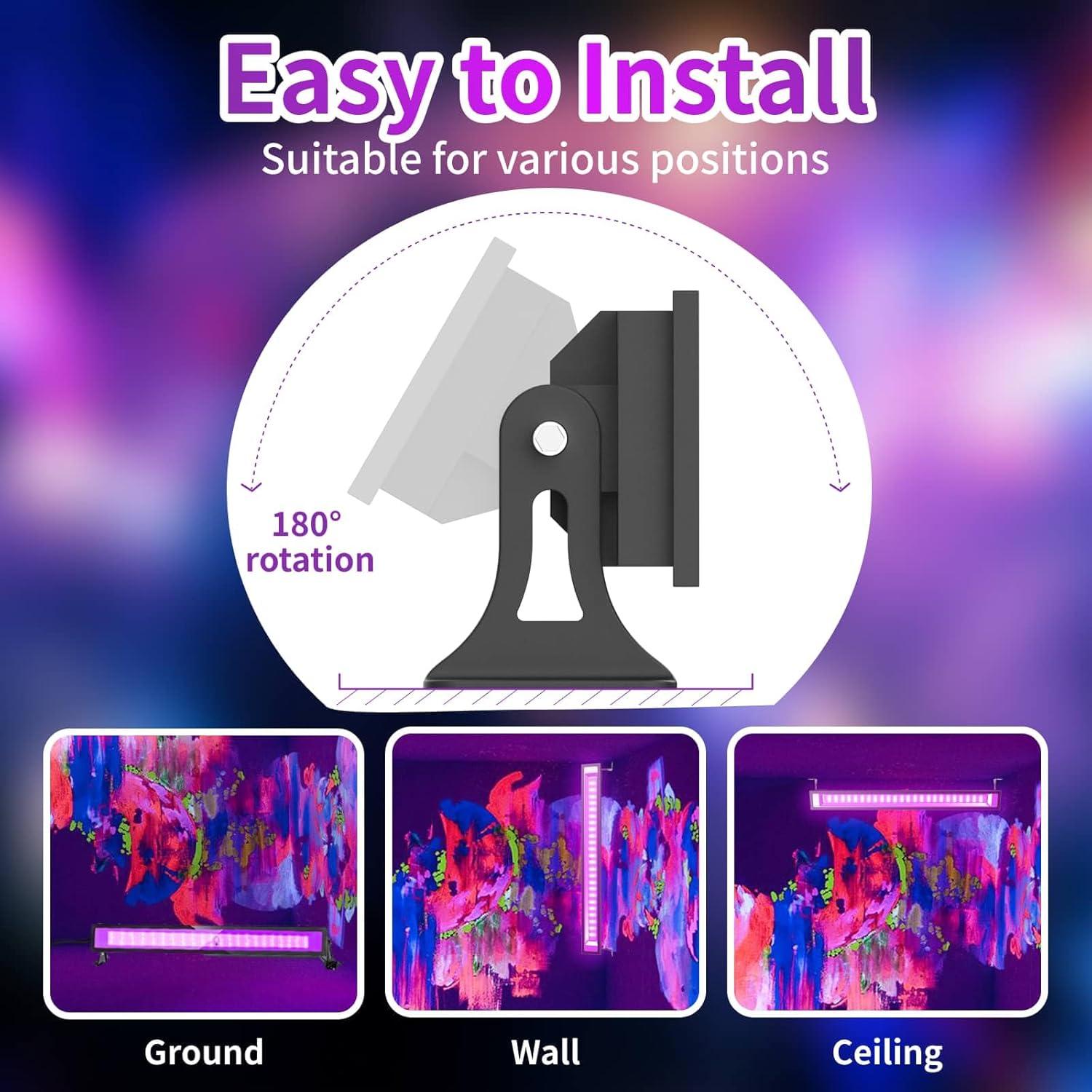 Barra de Luz Negra LED AUROHOPE 50W IP66 385nm para Fiestas