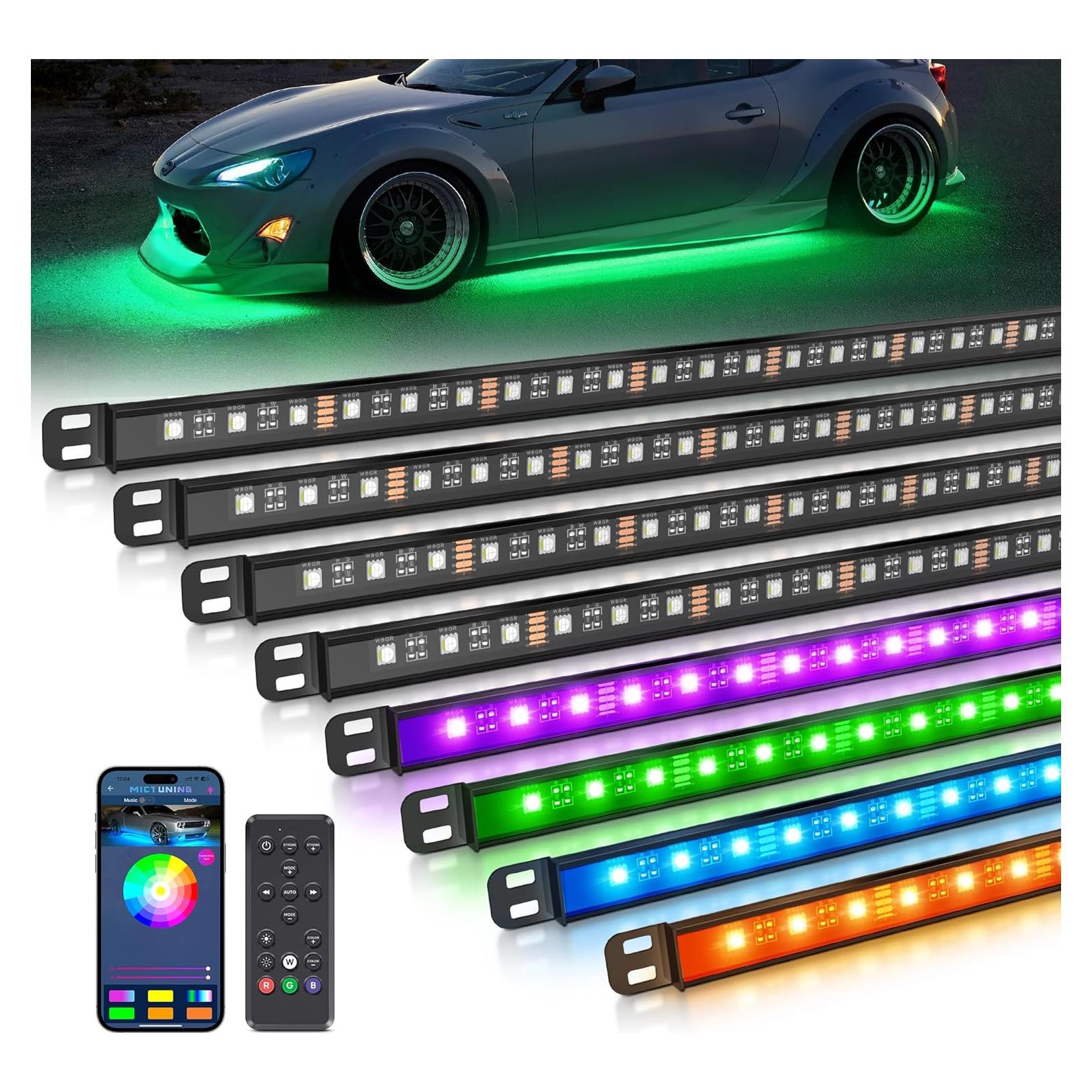 Kit de Luz LED RGBW MICTUNING N8 8 Piezas Impermeable IP68