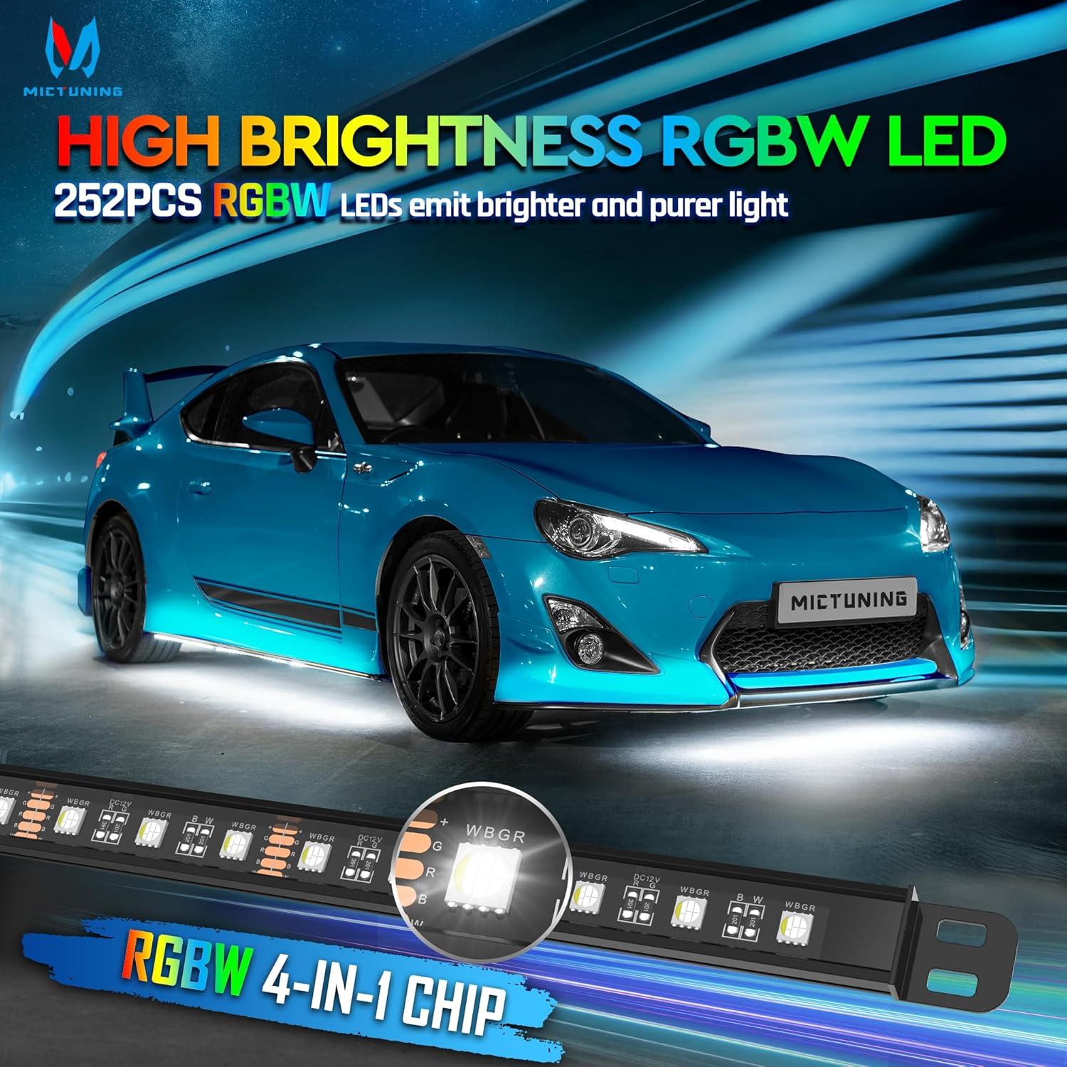 Kit de Luz LED RGBW MICTUNING N8 8 Piezas Impermeable IP68