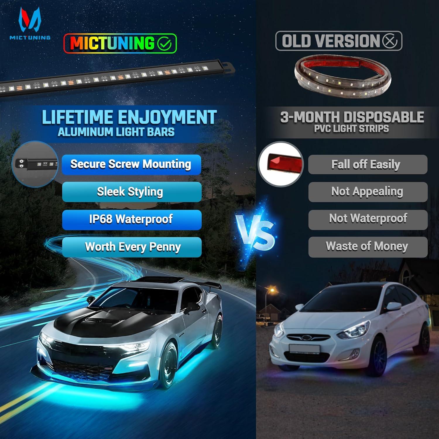Kit de Luz LED RGBW MICTUNING N8 8 Piezas Impermeable IP68