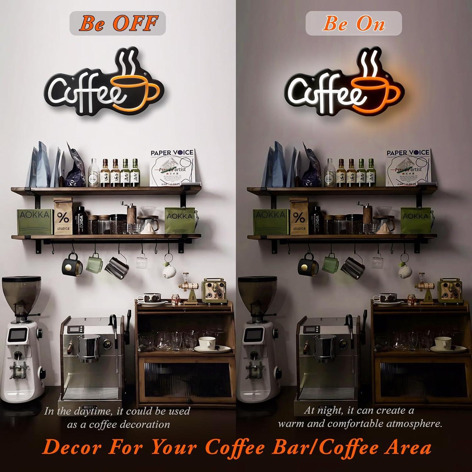 Cartel de Neón EZMYMA para Café 32.8x22.9cm USB Ajustable