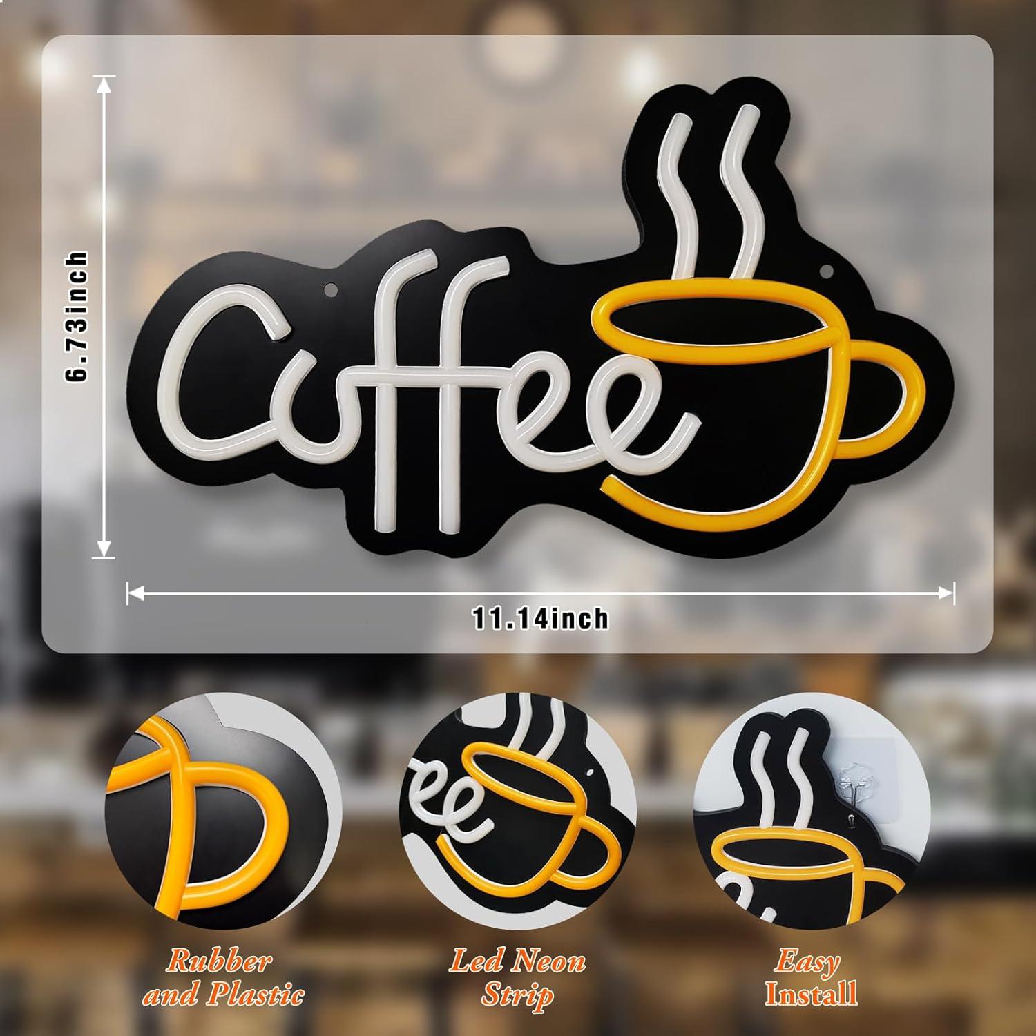 Cartel de Neón EZMYMA para Café 32.8x22.9cm USB Ajustable