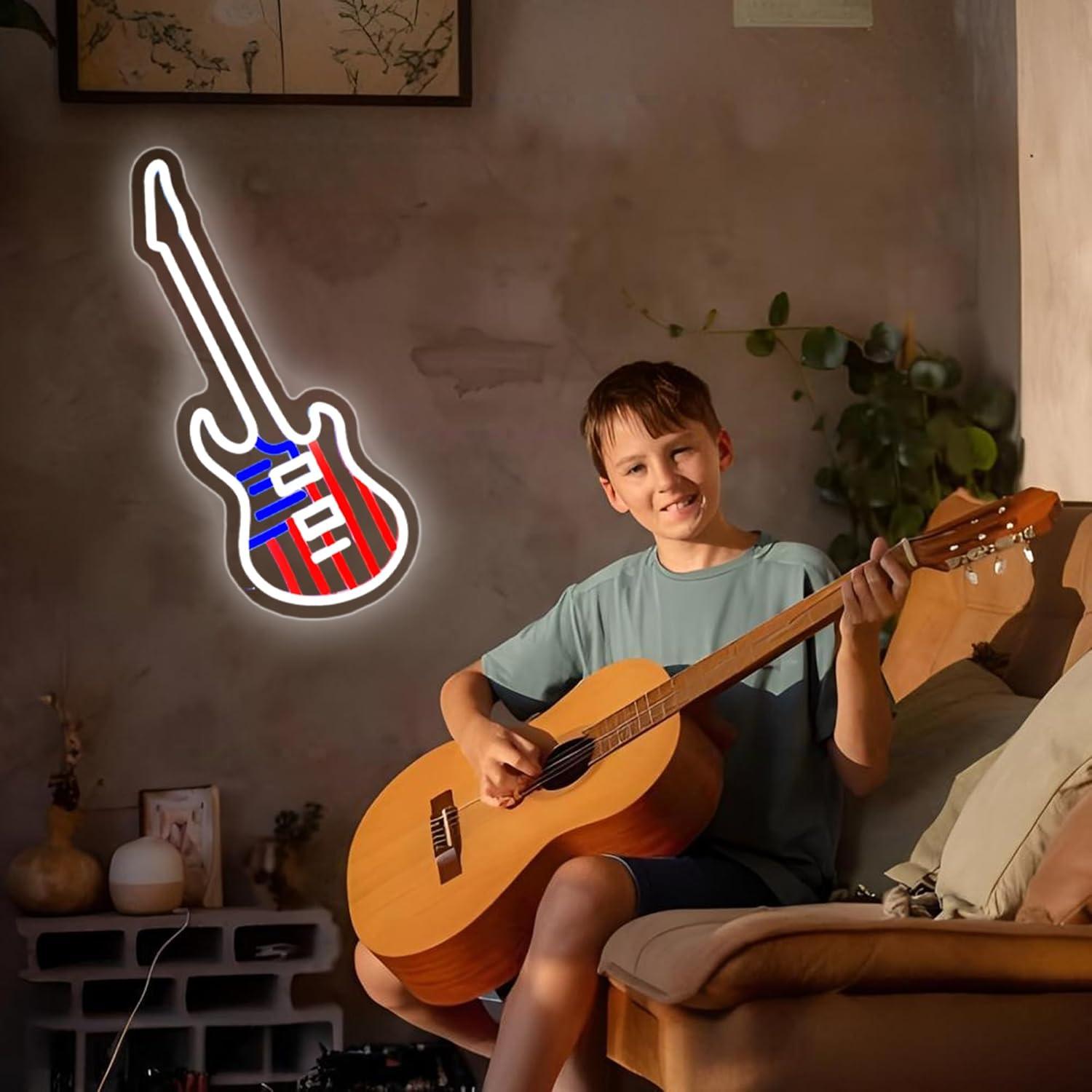 Luz de Neón Guitarra Americana Whfobfe LED USB Decorativa