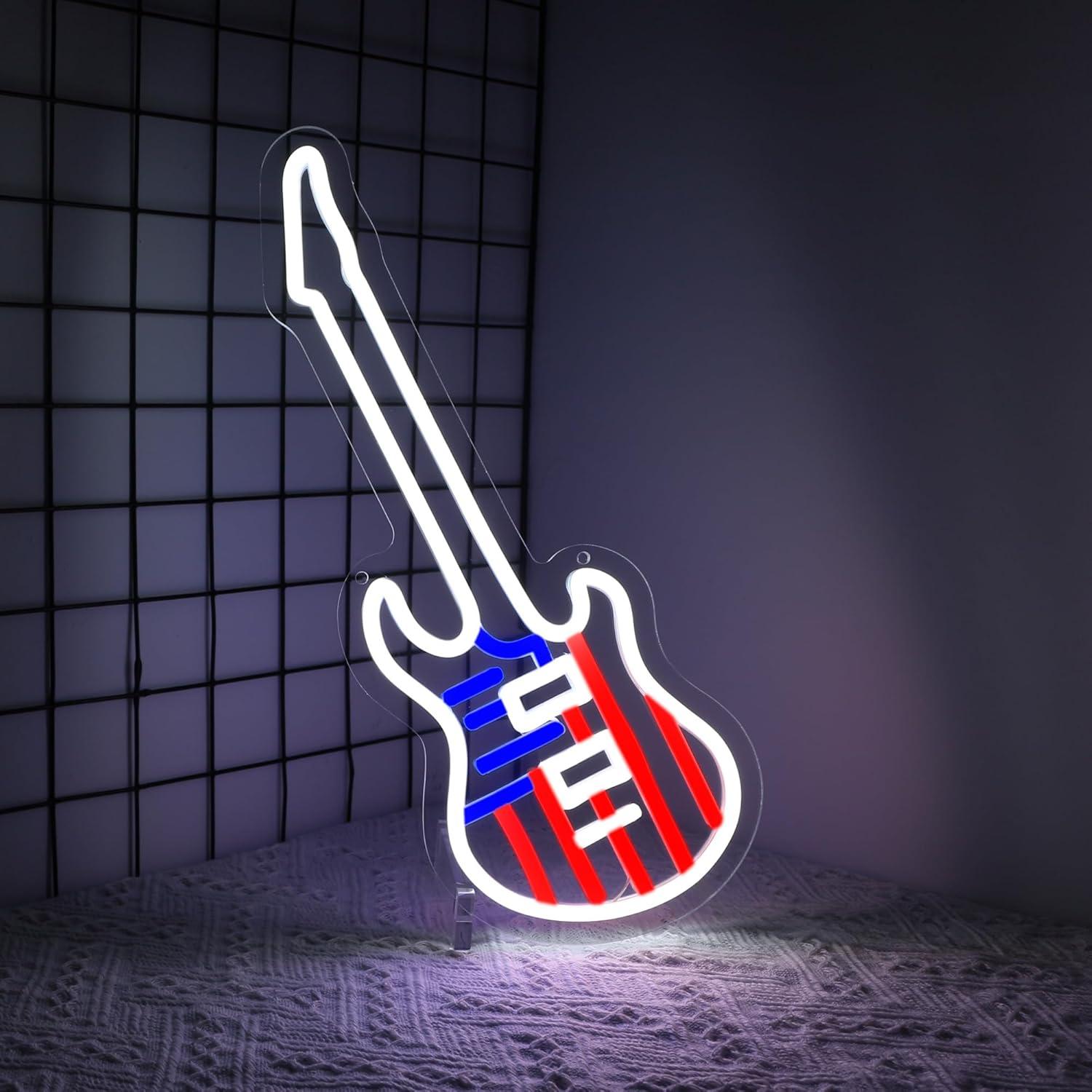 Luz de Neón Guitarra Americana Whfobfe LED USB Decorativa