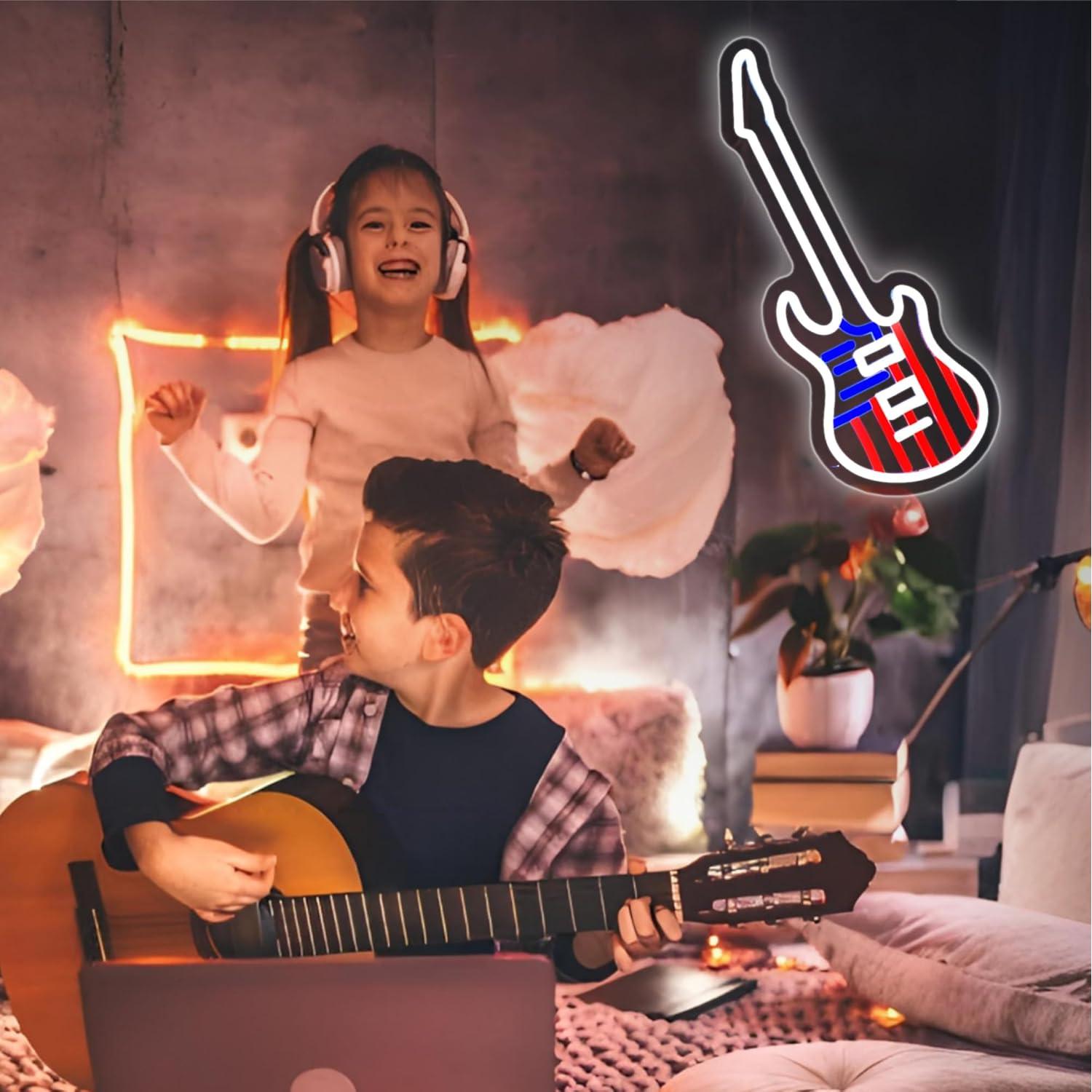 Luz de Neón Guitarra Americana Whfobfe LED USB Decorativa