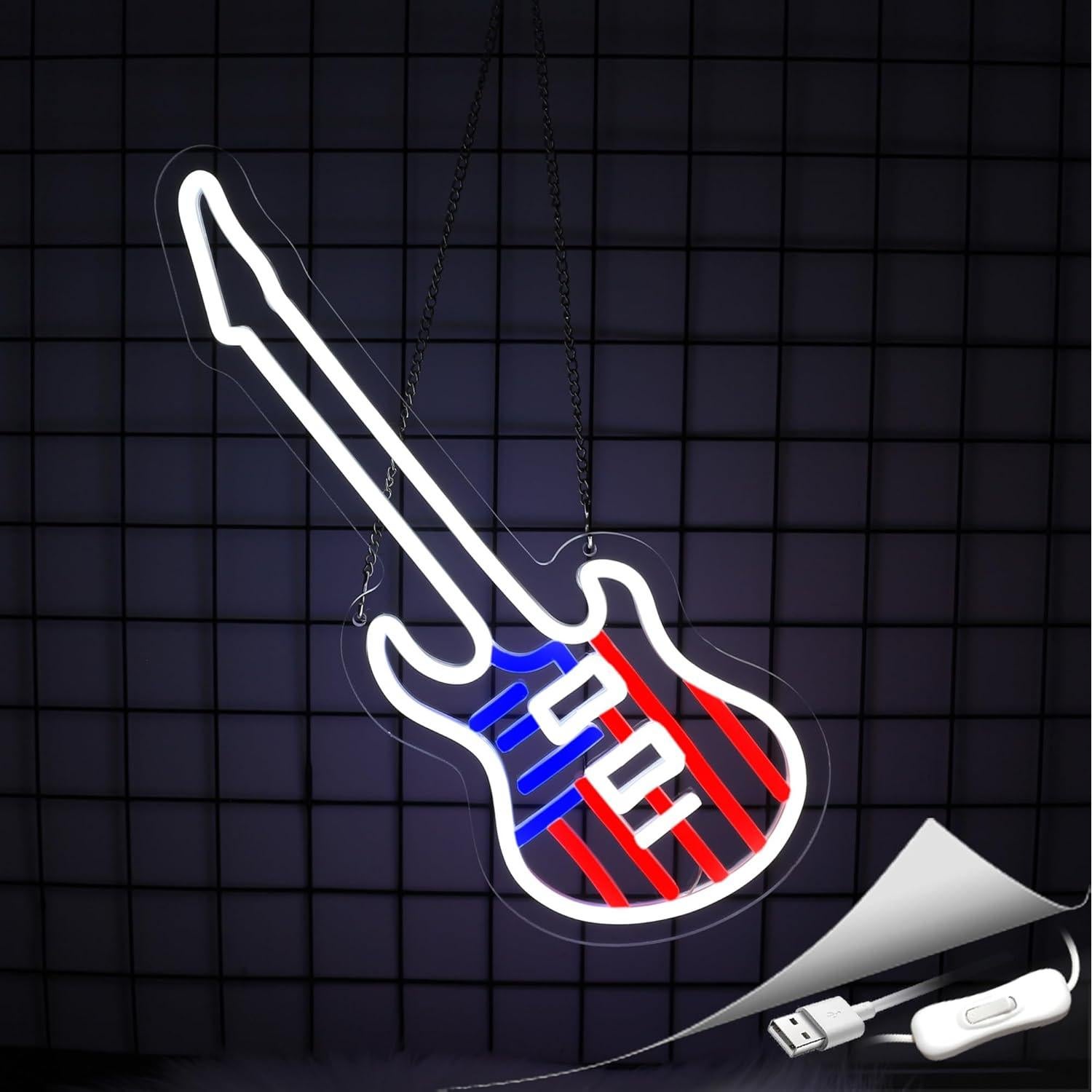 Luz de Neón Guitarra Americana Whfobfe LED USB Decorativa