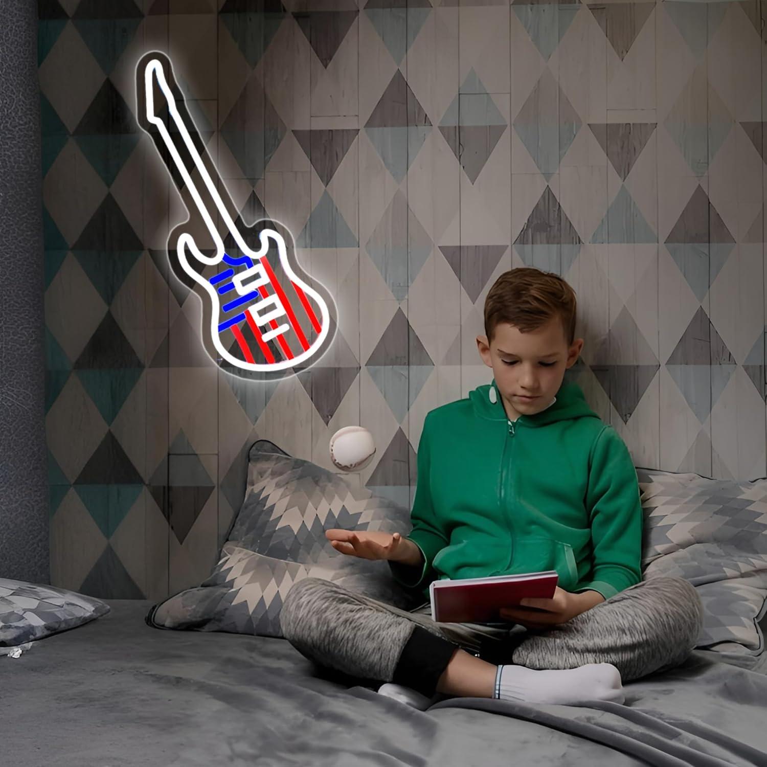 Luz de Neón Guitarra Americana Whfobfe LED USB Decorativa