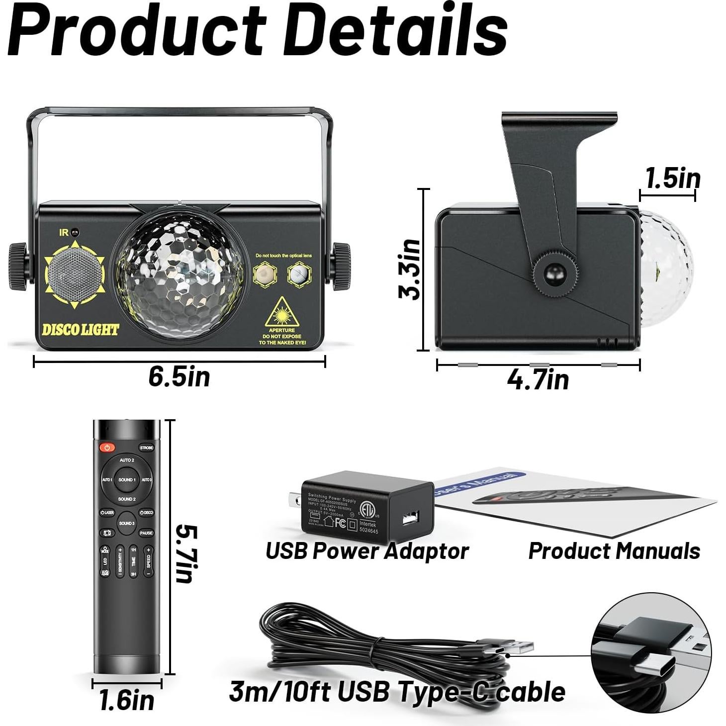 Luces de Fiesta DJ Shenzhen DQ-R60, Estroboscópicas RGB 360°