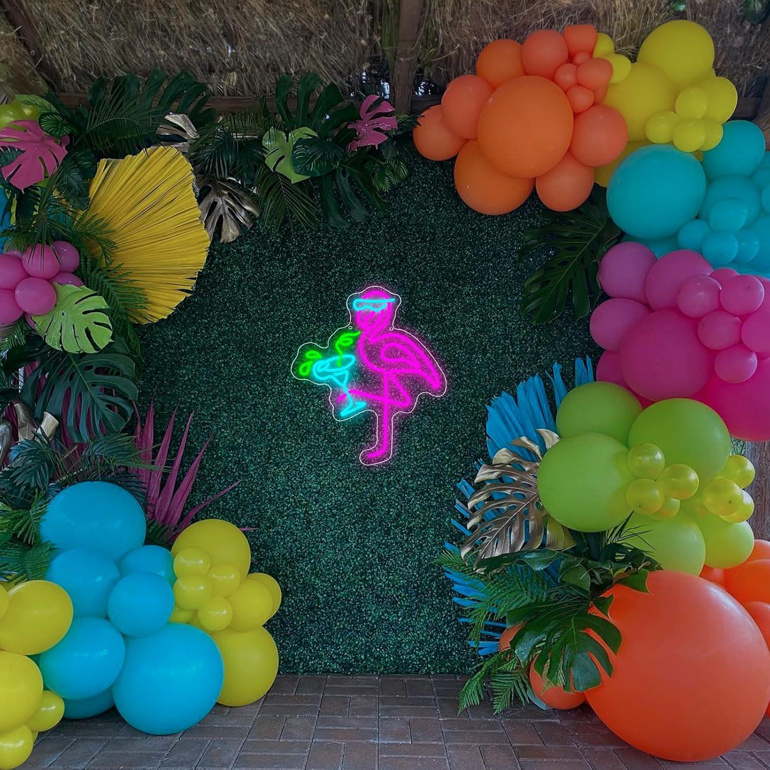 Luz de Neón Flamenco Rosa y Azul 35x30cm con USB