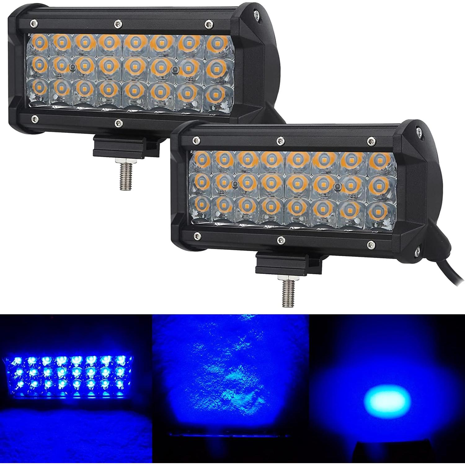 AUXMOTEC Barra de Luz LED Azul 36W 7200Lm 12V 24V Off-Road