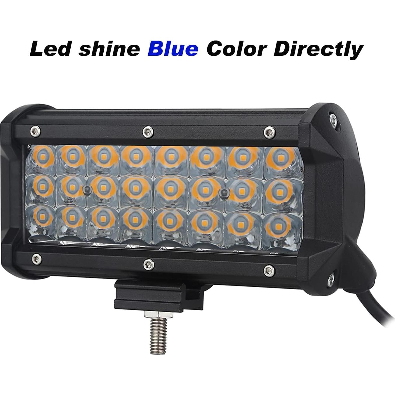 AUXMOTEC Barra de Luz LED Azul 36W 7200Lm 12V 24V Off-Road