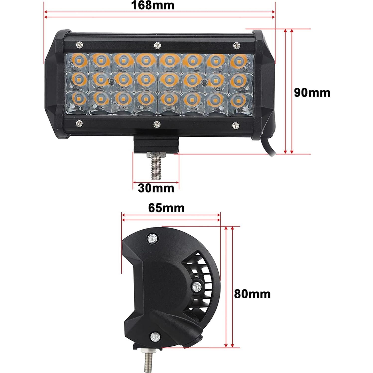 AUXMOTEC Barra de Luz LED Azul 36W 7200Lm 12V 24V Off-Road