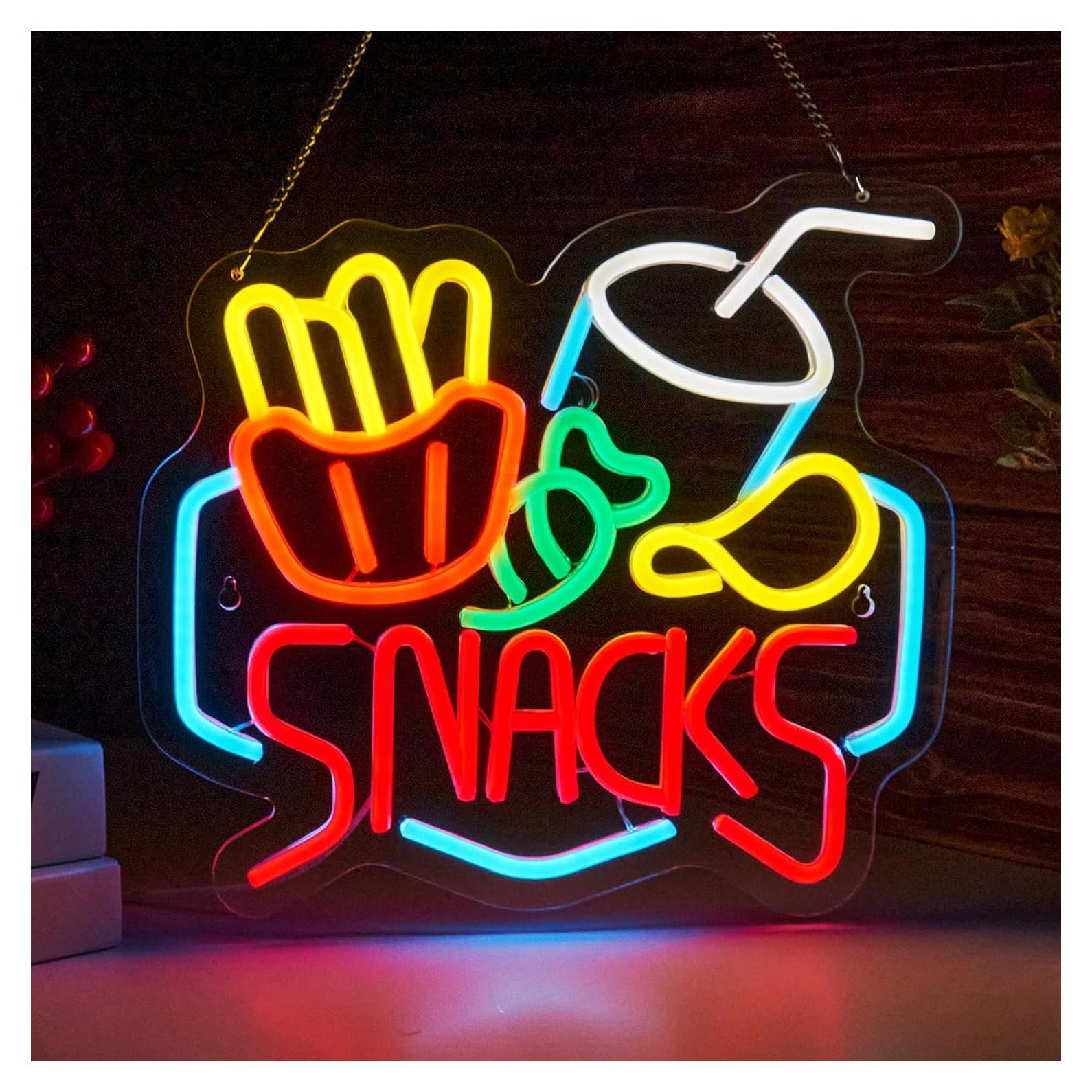 Cartel de Neón Snacks ORIXIAYE 34.3x31.5cm Decoración