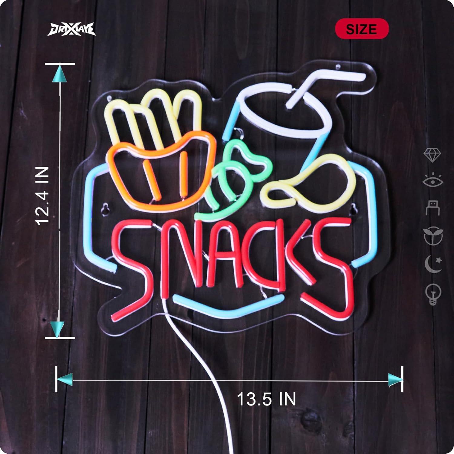 Cartel de Neón Snacks ORIXIAYE 34.3x31.5cm Decoración