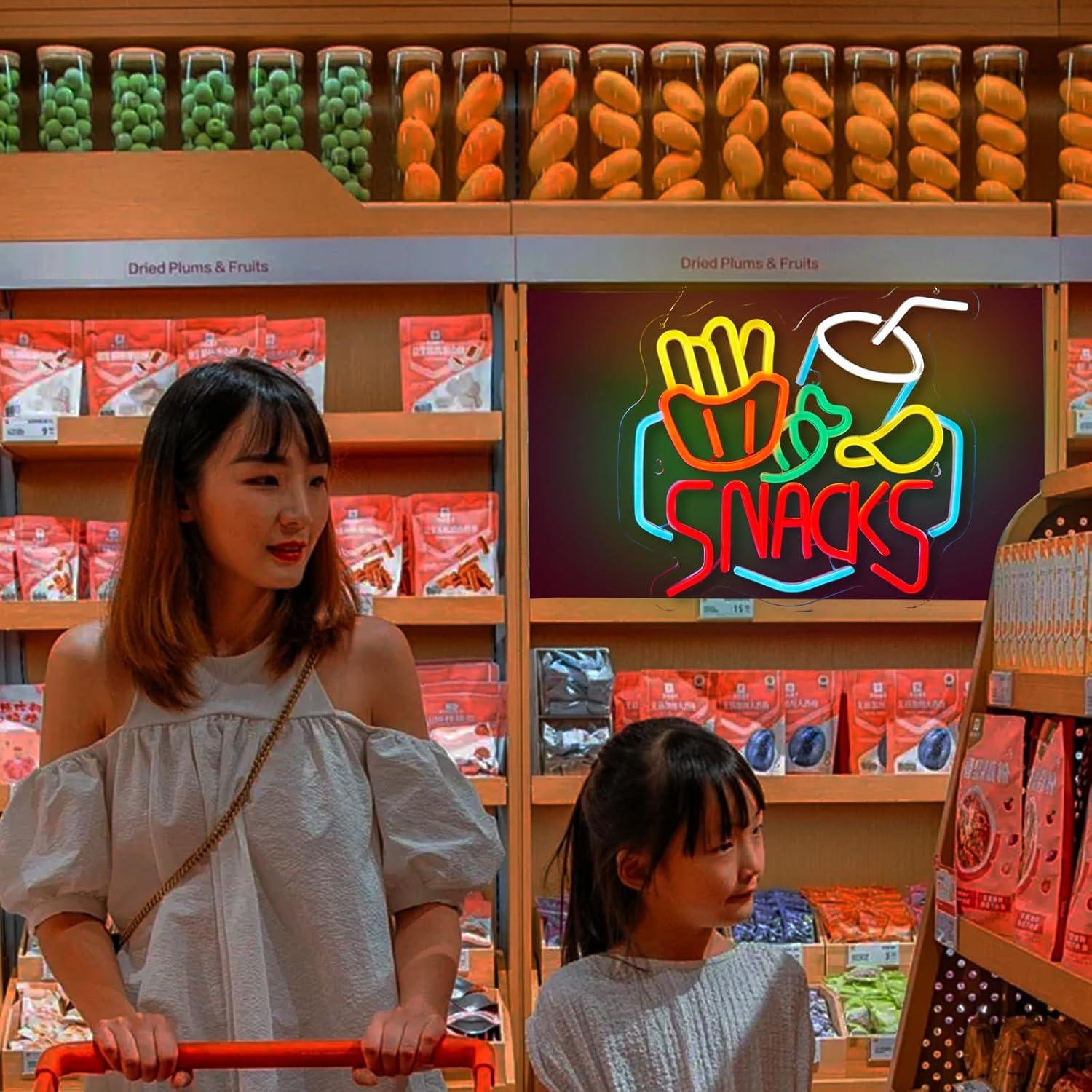 Cartel de Neón Snacks ORIXIAYE 34.3x31.5cm Decoración