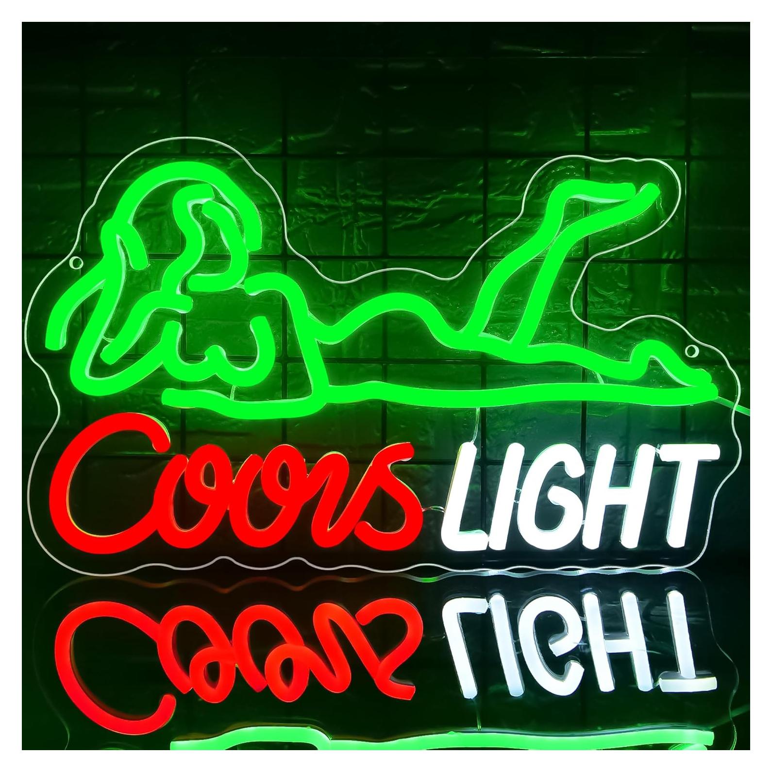 Luz de Neón LED Cerveza DYUAI Verde y Rojo 35x21.3 cm