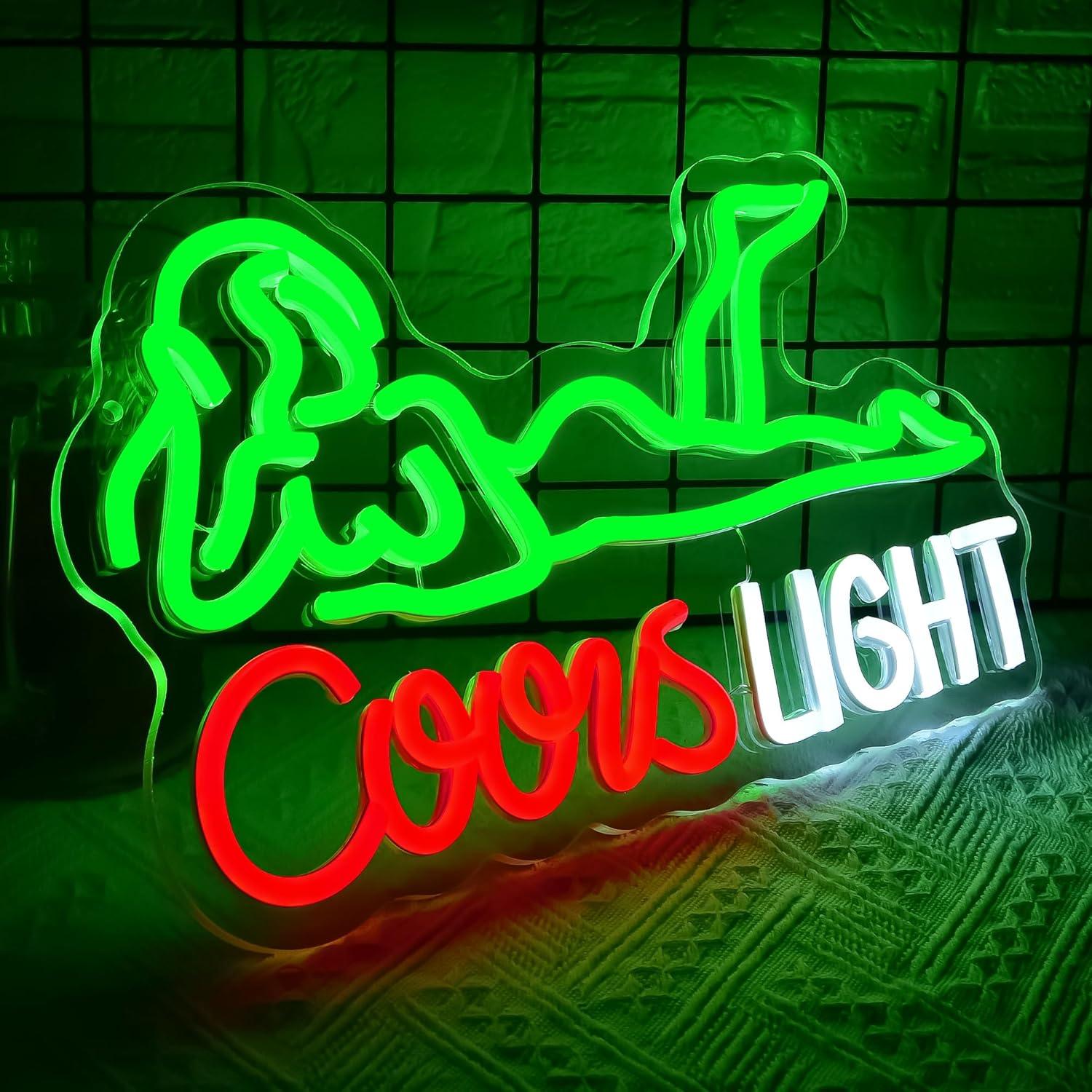 Luz de Neón LED Cerveza DYUAI Verde y Rojo 35x21.3 cm