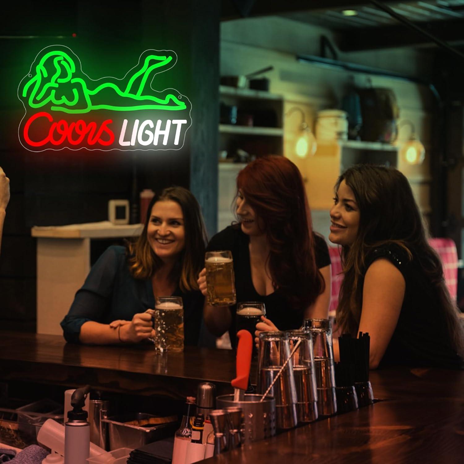 Luz de Neón LED Cerveza DYUAI Verde y Rojo 35x21.3 cm