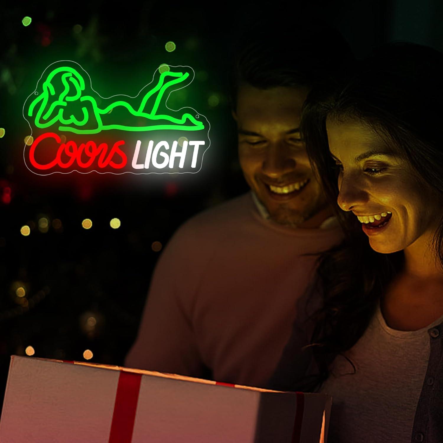 Luz de Neón LED Cerveza DYUAI Verde y Rojo 35x21.3 cm