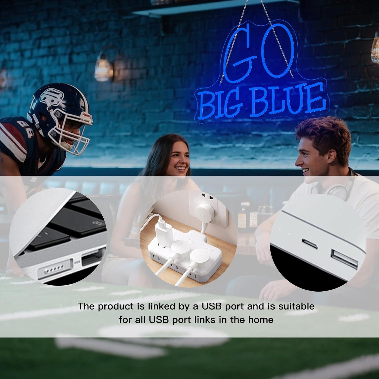 Señal Neón WLHOPE Ve Grande Azul Dimmable 40 x 30 cm USB