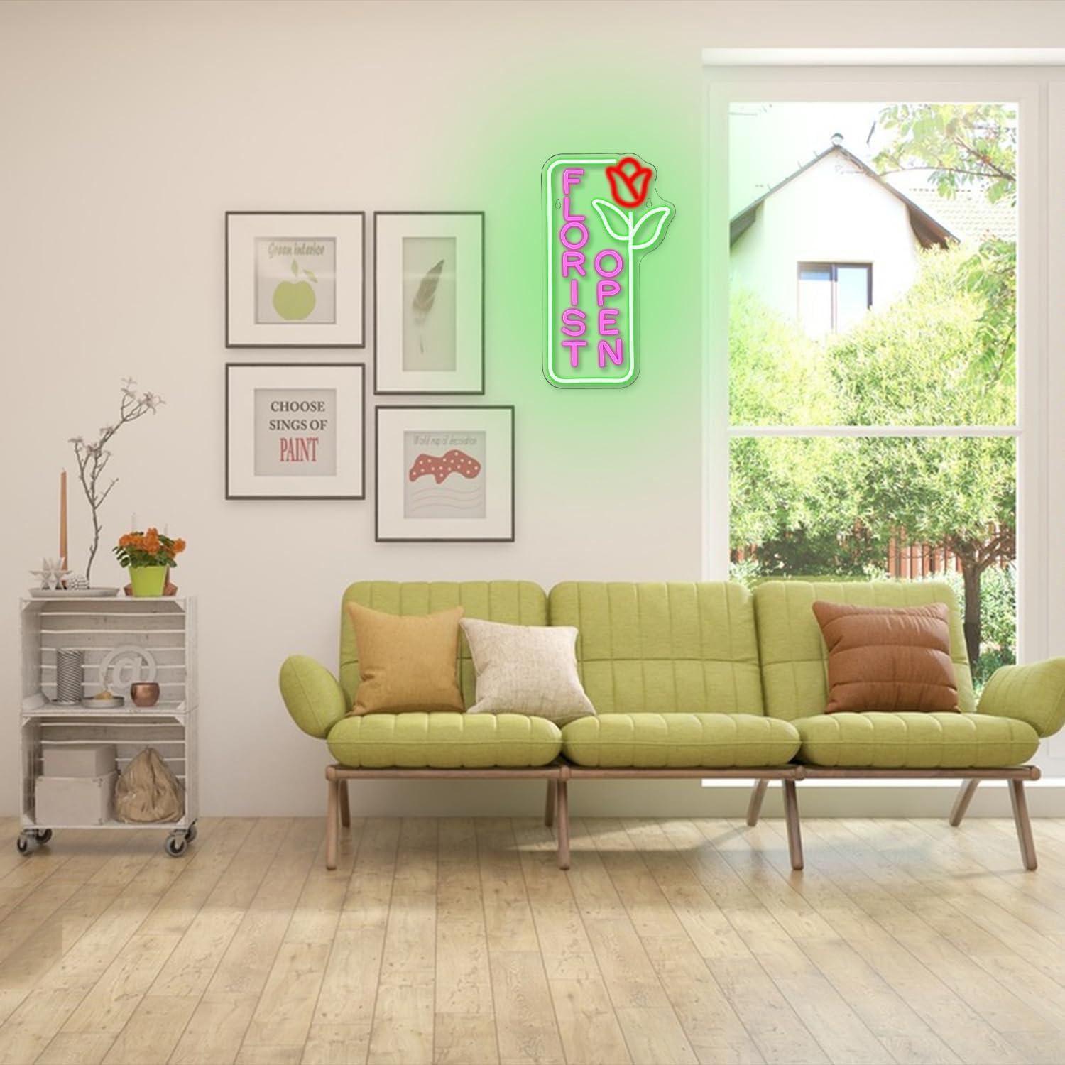 Cartel de Neón LED Florista 43x24.5 cm con Brillo Ajustable