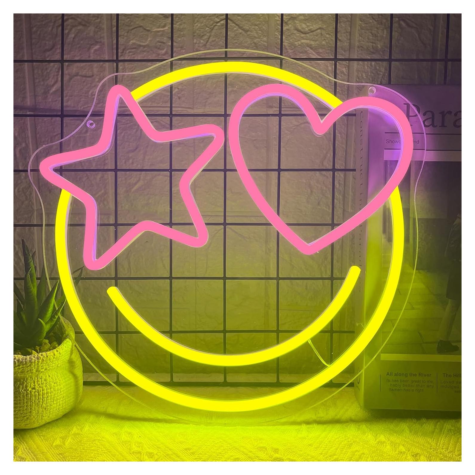 Luz de Neón LED Dimmable Cara Sonriente 33x31cm USB