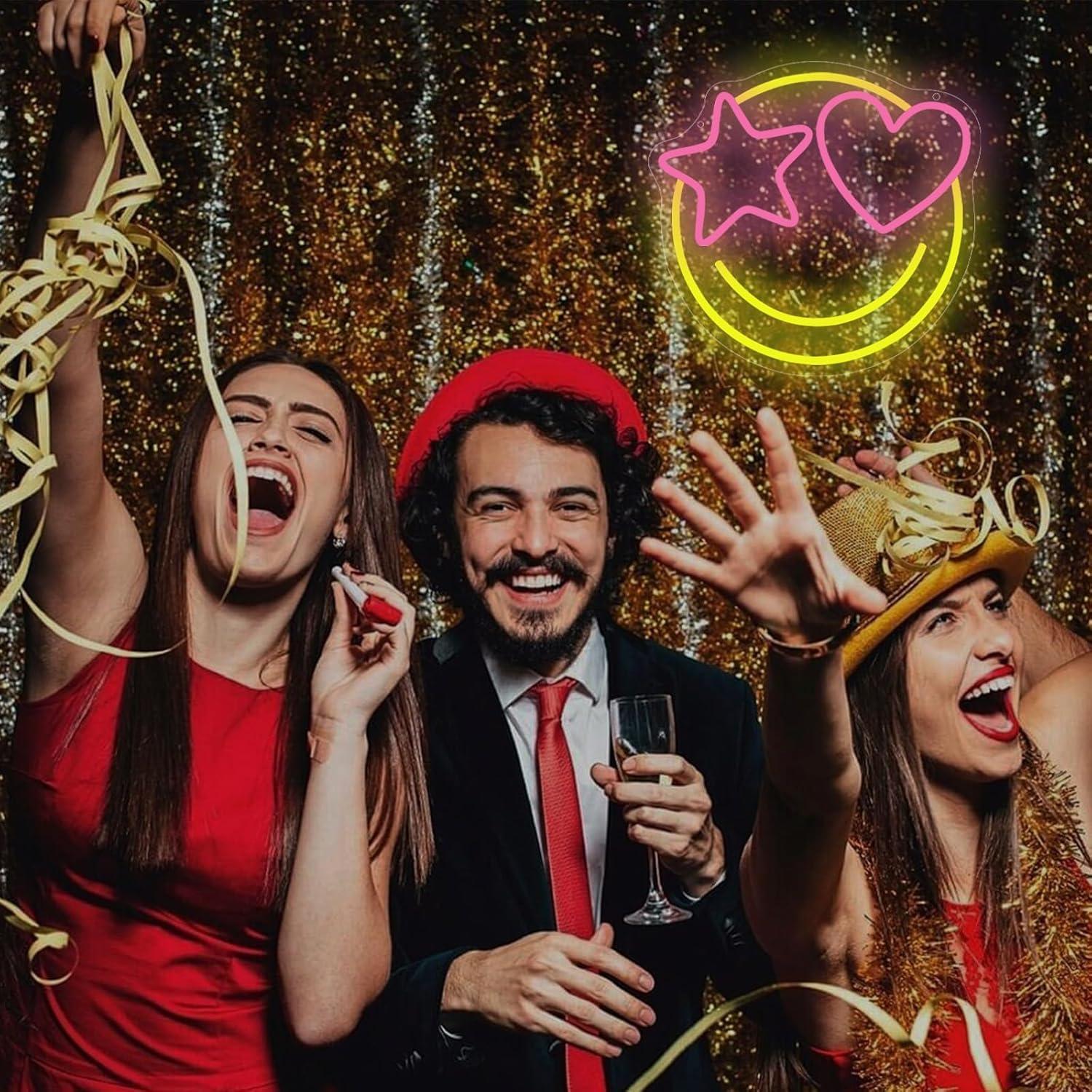 Luz de Neón LED Dimmable Cara Sonriente 33x31cm USB