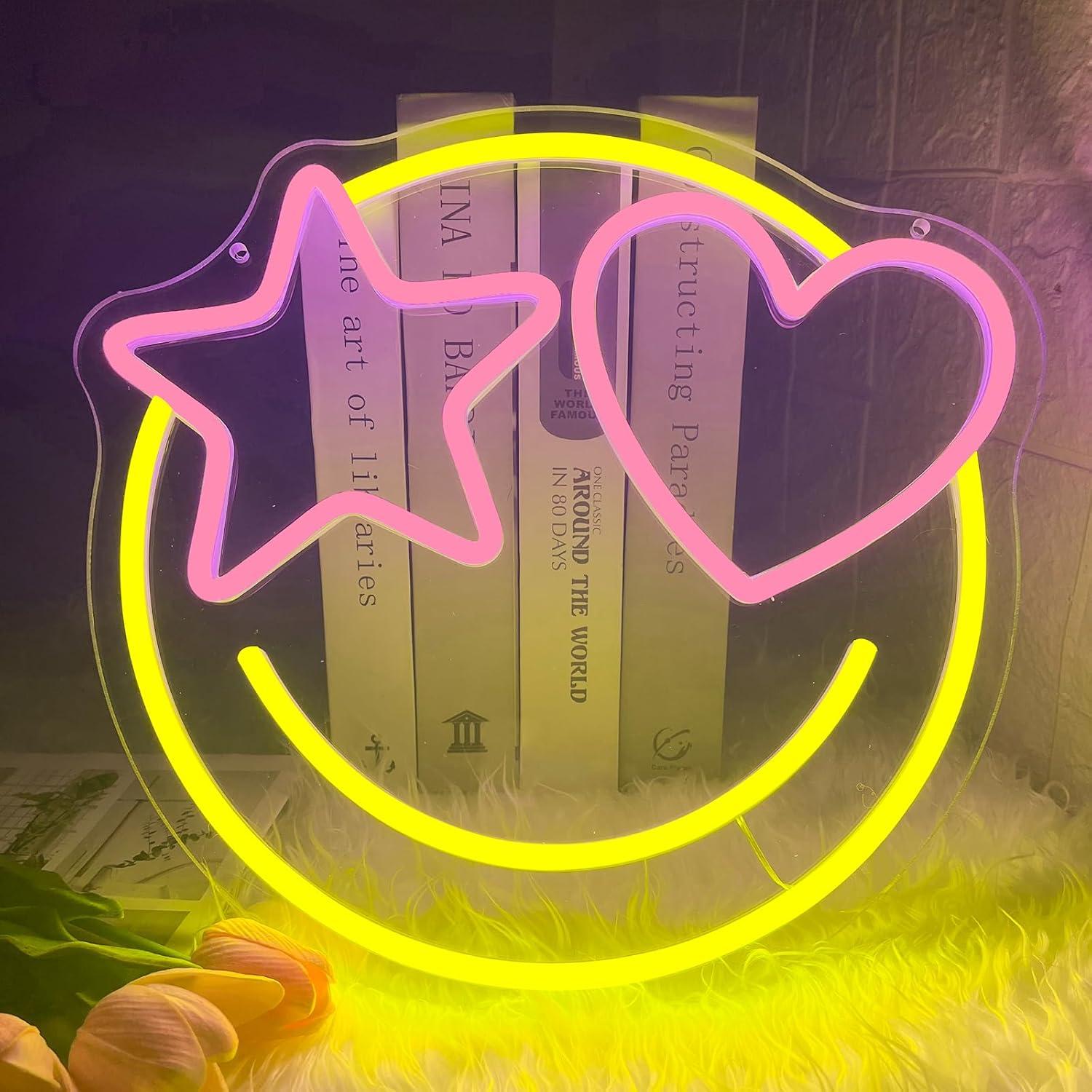 Luz de Neón LED Dimmable Cara Sonriente 33x31cm USB